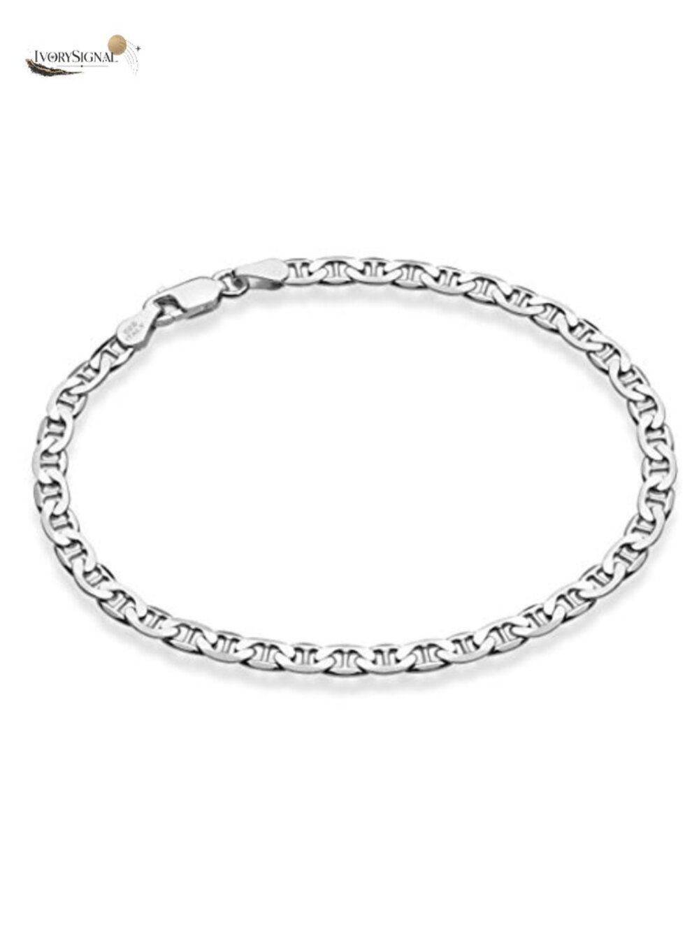 925 Sterling Silver Mariner Anklet Diamond Cut Chain